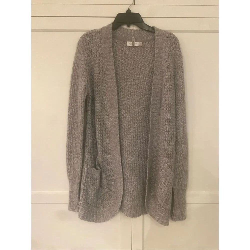 RD Style Women's Gray Knit Open Front Long Sleeve Cardigan Sweater Medium